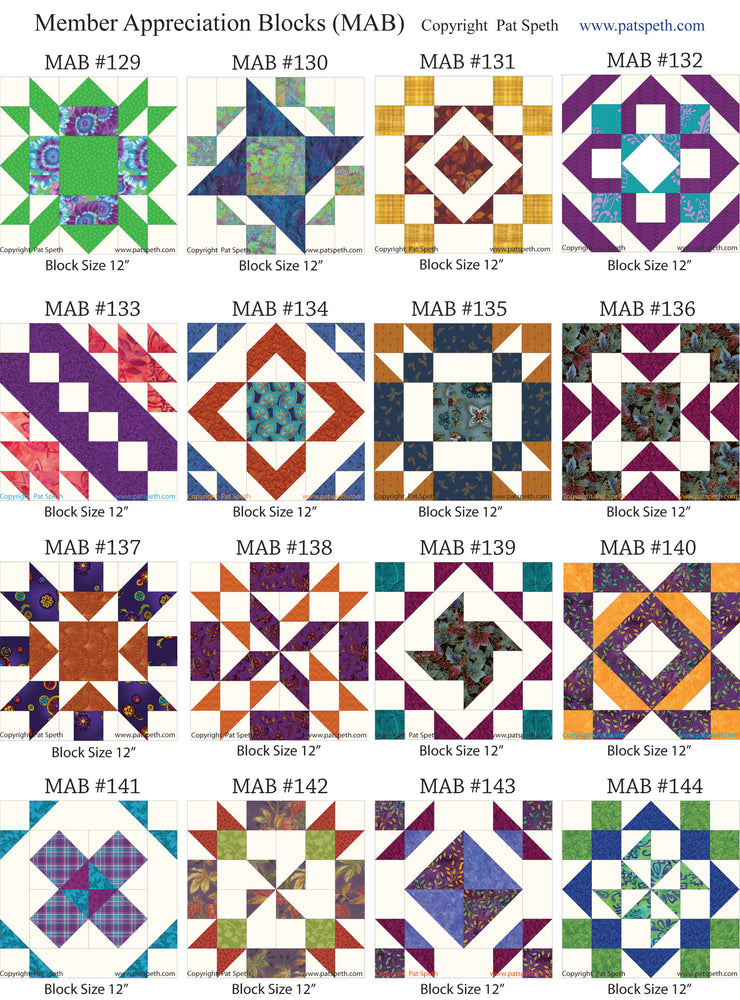 Group Image of Member Appreciation Blocks (MAB) #129 - #144 PDF Download