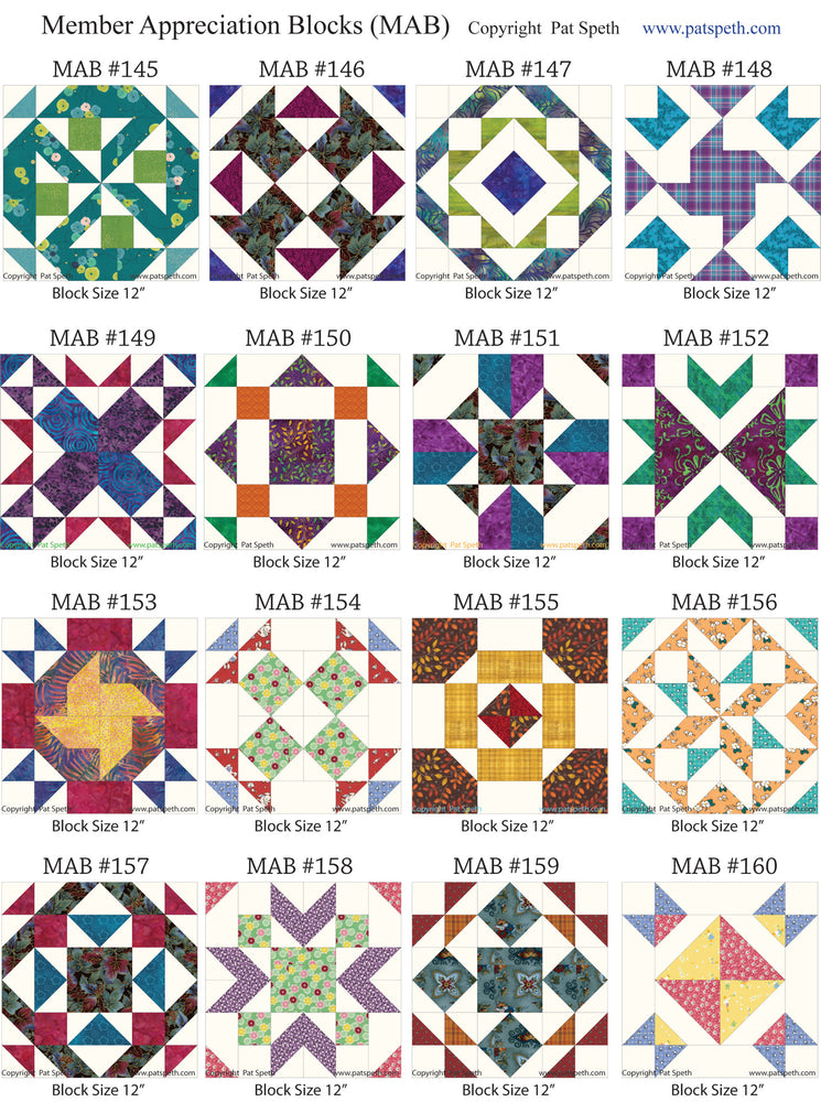 Group Image of Member Appreciation Blocks (MAB) #145 - #160 PDF Download