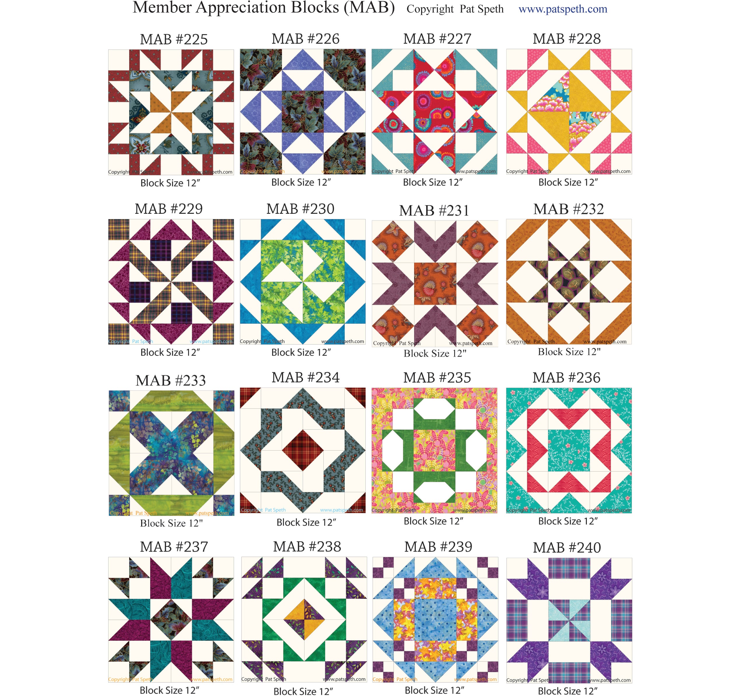 Group Image of Member Appreciation Blocks (MAB) #225 - #240 PDF Downlo ...
