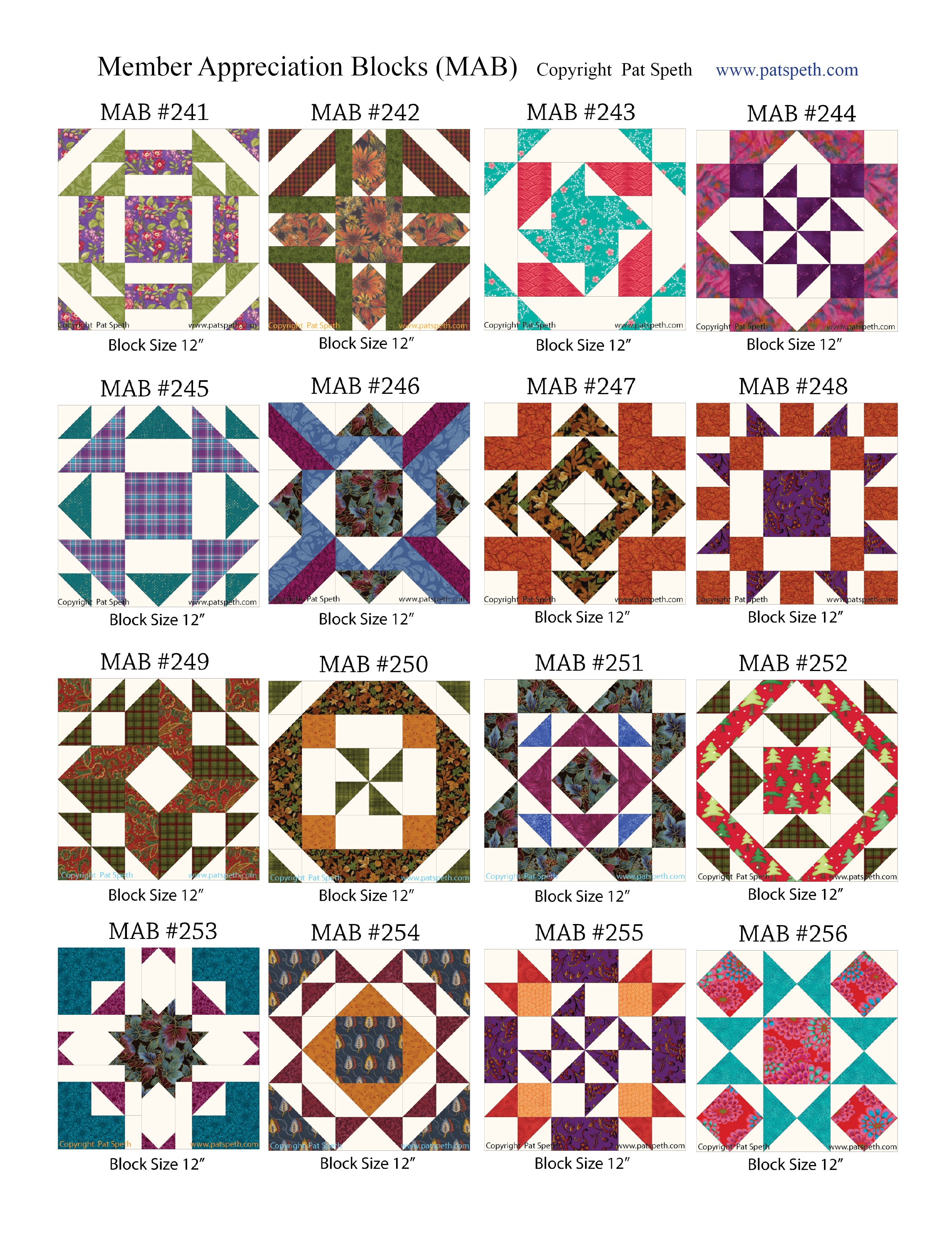 Group Image of Member Appreciation Blocks (MAB) #241 - #256 PDF Downlo ...