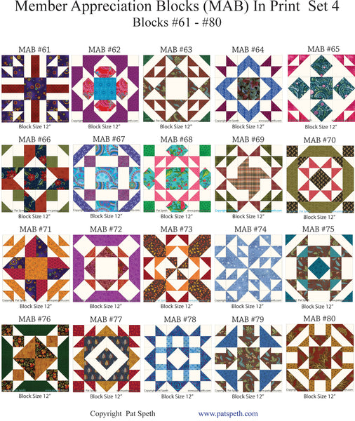 In Print Set 4 Member Appreciation Blocks (MAB) Blocks #61 - #80 – Pat ...