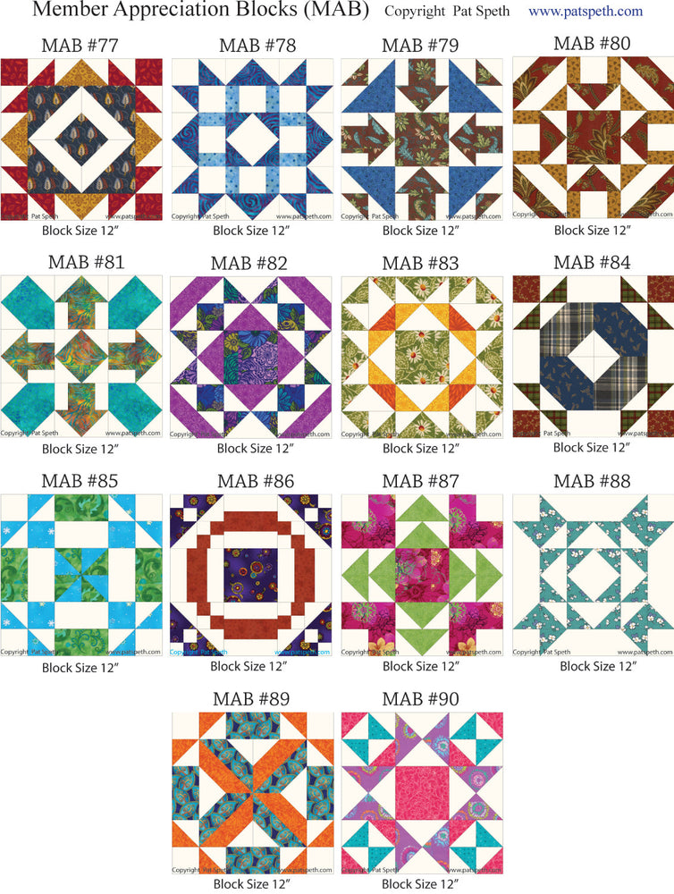 Electric Quilt 7 Project File for Member Appreciation Blocks #61 through #90 Download File